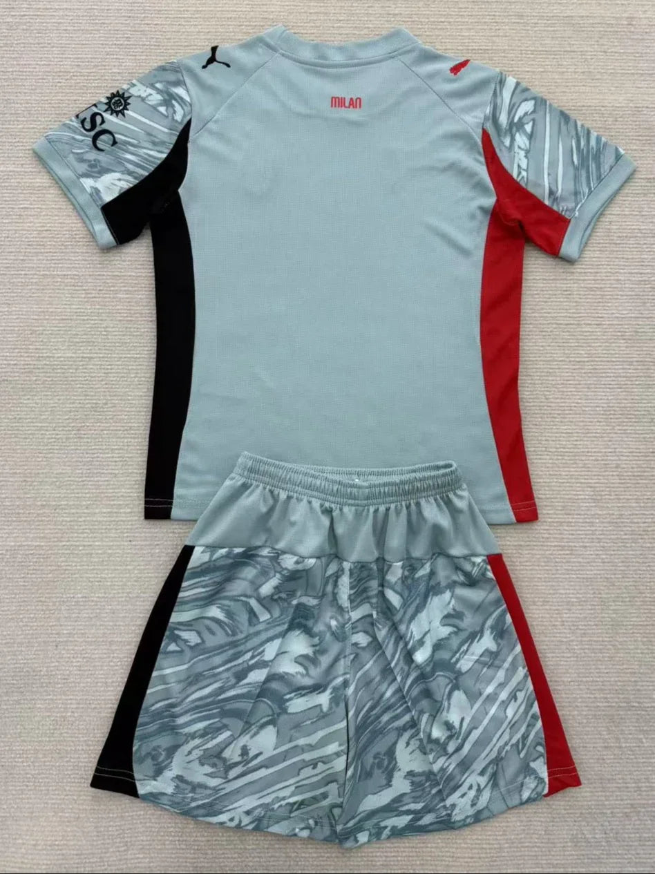 AC Milan 25/26 Goalkeeper Kids Gray Jersey Set