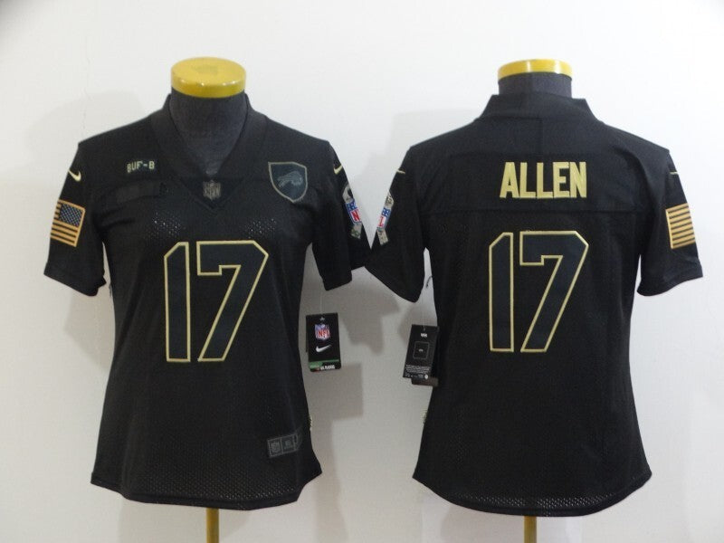 Bills 2021/22 Allen #17 Black/Gold Women NFL Jersey