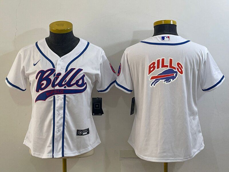 Bills 2023/24 White/Blue Women NFL Baseball Style Jersey
