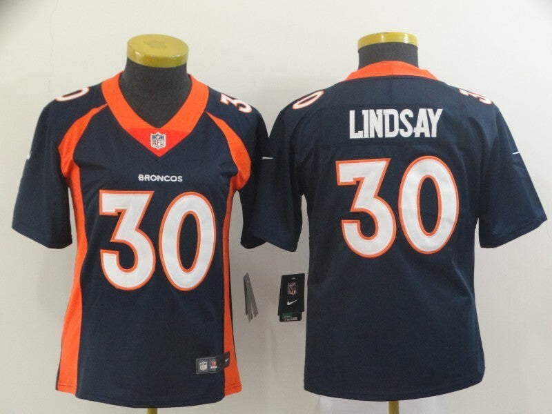 Broncos 2021/22 Lindsay #30 Navy/Orange/White Women NFL Jersey