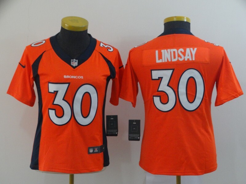 Broncos 2021/22 Lindsay #30 Orange/White/Navy Women NFL Jersey