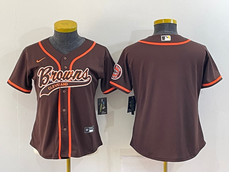 Browns 2021/22 Brown/White Women NFL Baseball Style Jersey