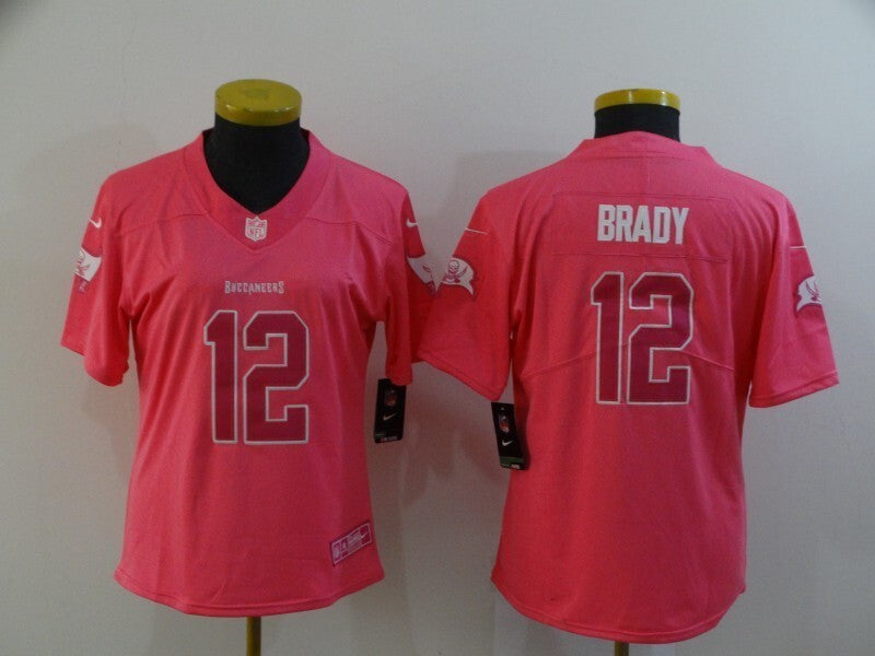 Buccaneers 2022/23 Brady #12 Pink/White Women NFL Jersey
