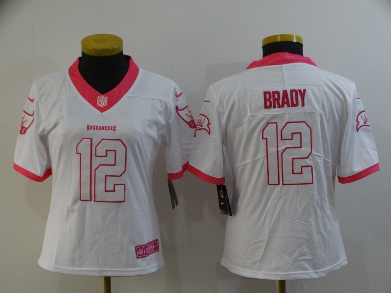 Buccaneers 2022/23 Brady #12 White/Pink Women NFL Jersey