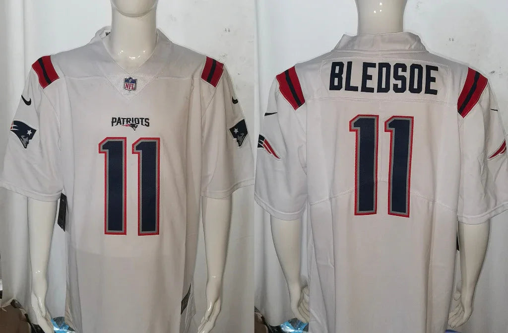Patriots 25/26 Bledsoe #11 White NFL Game Jersey