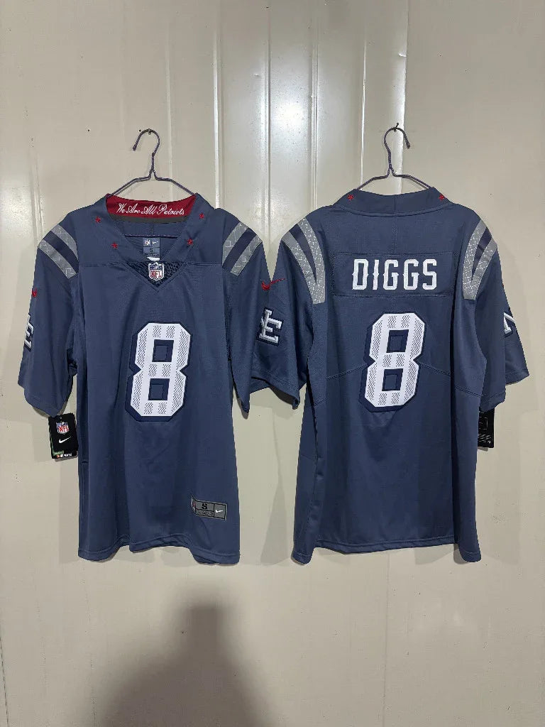 Patriots 25/26 Diggs #8 Storm Blue NFL Jersey