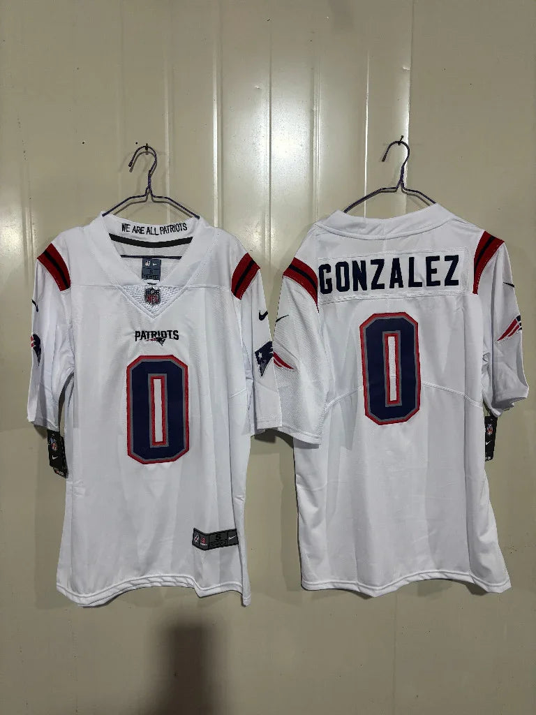Patriots 25/26 Gonzalez #0 White NFL Game Jersey