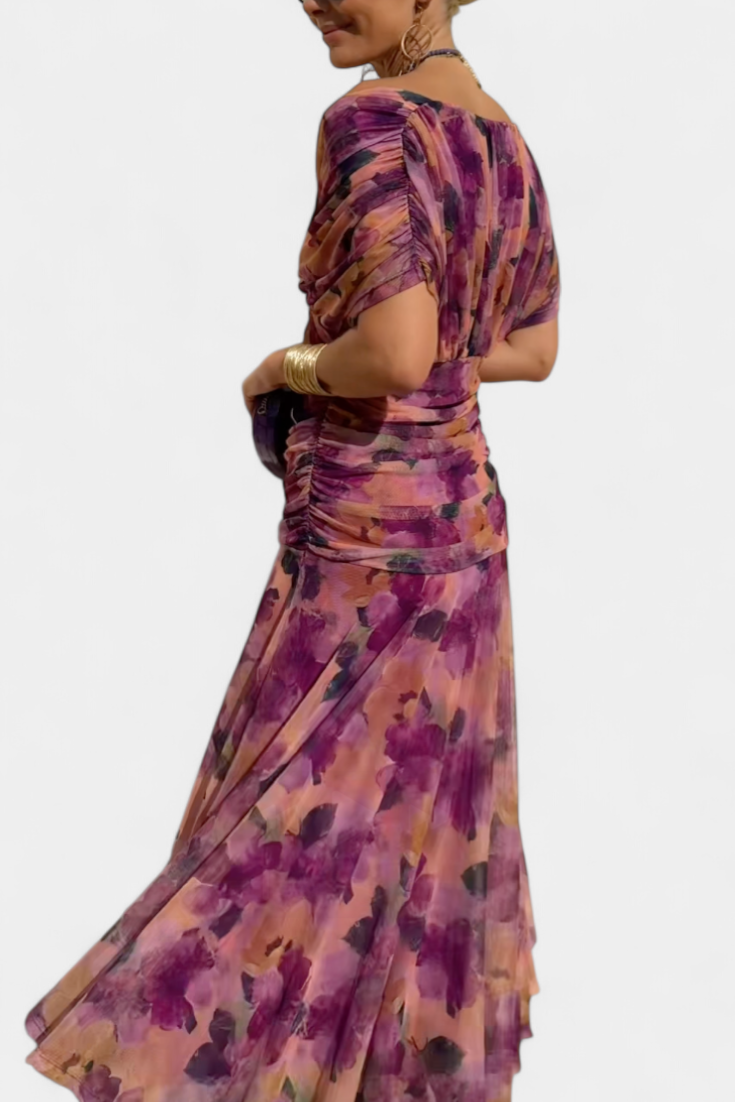 Alorina™ | Long Floral Dress with V-Neck