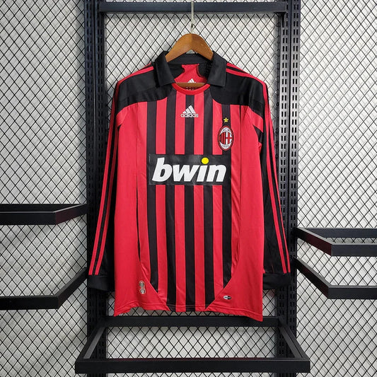 AC Milan 2007/08 Retro Red/Black Home Long Sleeve Jersey