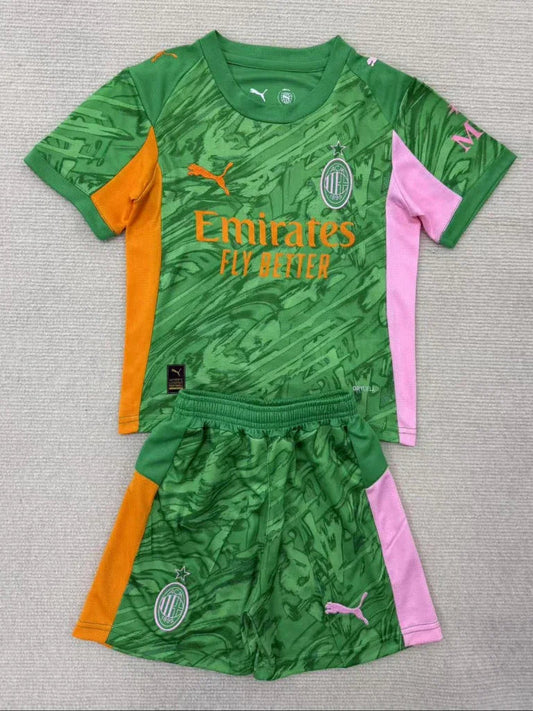 AC Milan 25/26 Goalkeeper Kids Green Jersey Set