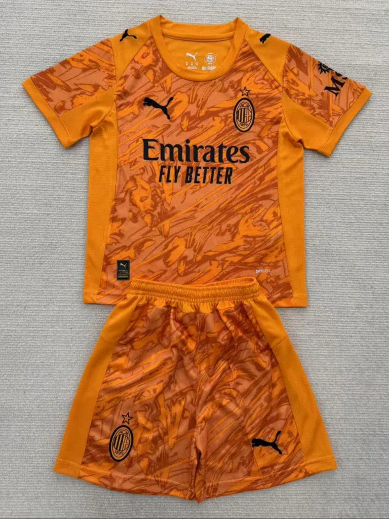 AC Milan 25/26 Goalkeeper Kids Orange Jersey Set