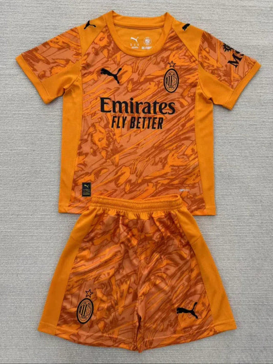 AC Milan 25/26 Goalkeeper Kids Orange Jersey Set