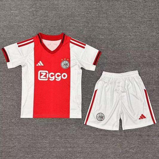 Ajax 25/26 Red/White Home Kids Jersey Set