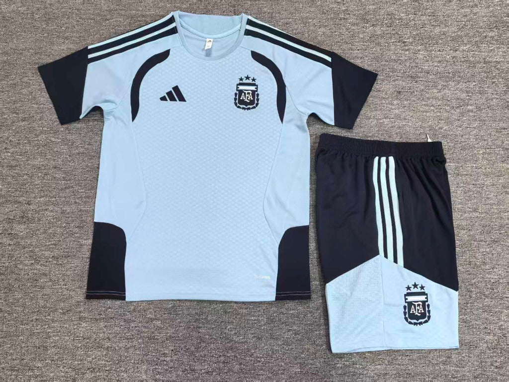 Argentina 26/27 Light Blue/Black Training Kids Jersey Set