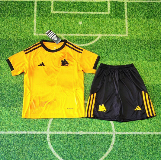 AS Roma 25/26 Yellow Away Kids Jersey Set