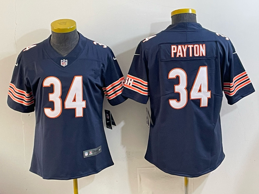 Bears 26/27 Payton #34 Navy/White/Red Women NFL Jersey