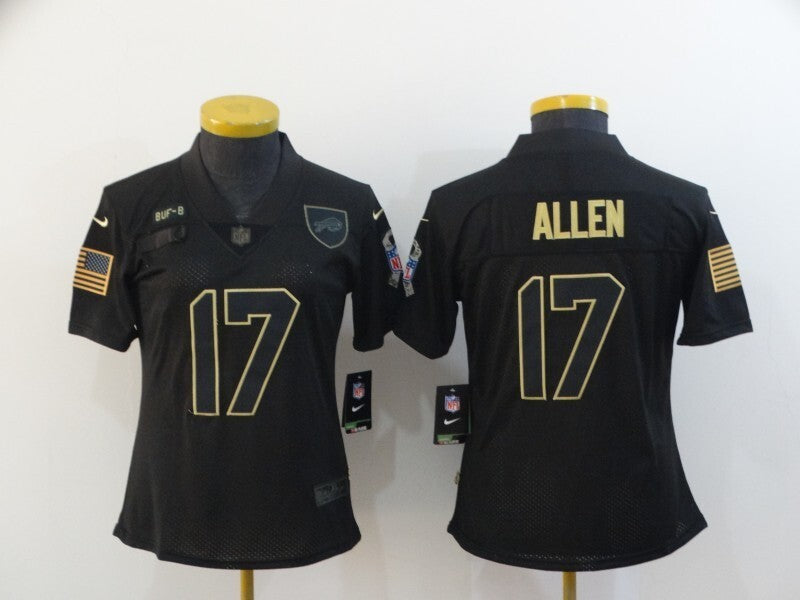 Bills 2021/22 Allen #17 Black/Gold Women NFL Jersey