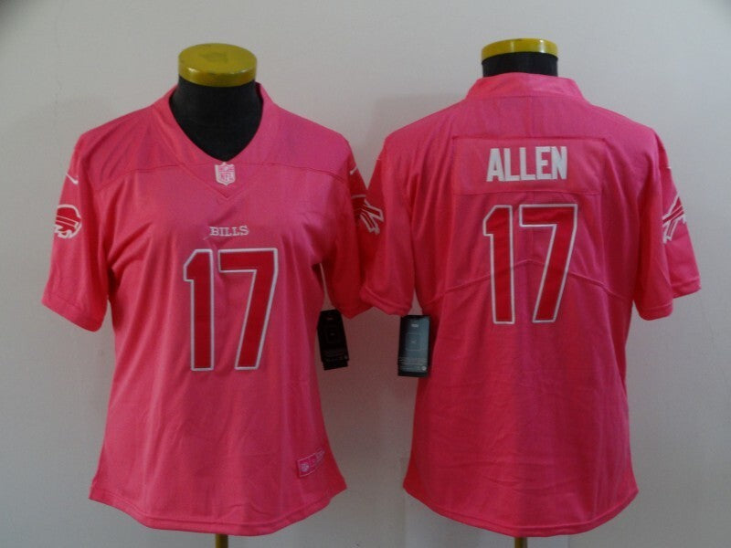 Bills 2021/22 Allen #17 Pink/White Women NFL Jersey