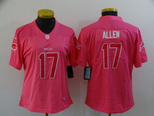 Bills 2021/22 Allen #17 Pink/White Women NFL Jersey