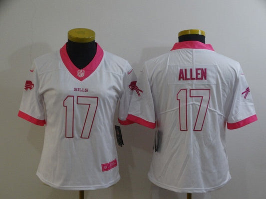 Bills 2021/22 Allen #17 White/Pink Women NFL Jersey