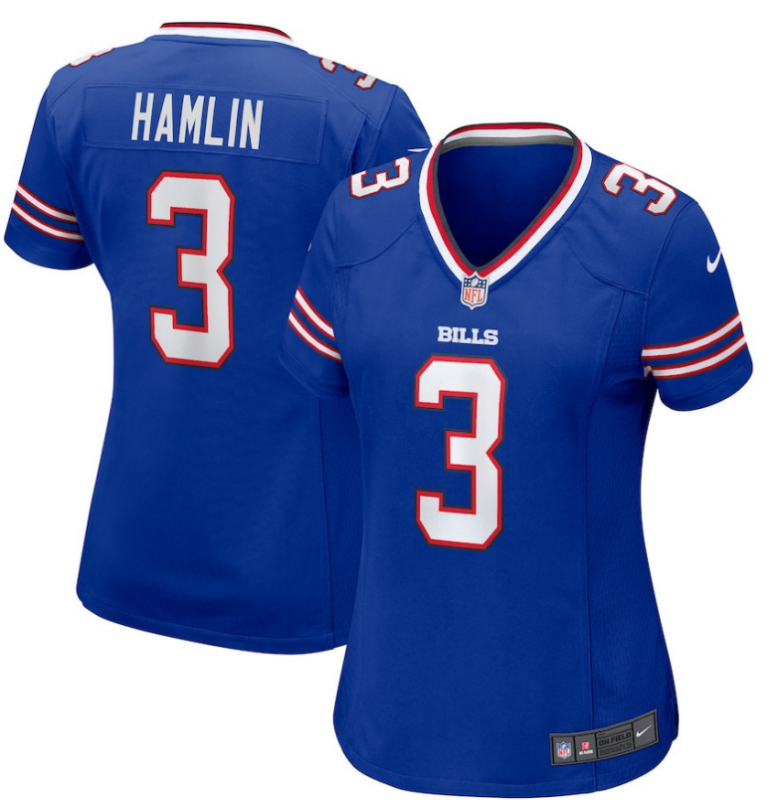Bills 2022/23 Hamlin #3 Royal Blue/White/Red Women NFL Jersey