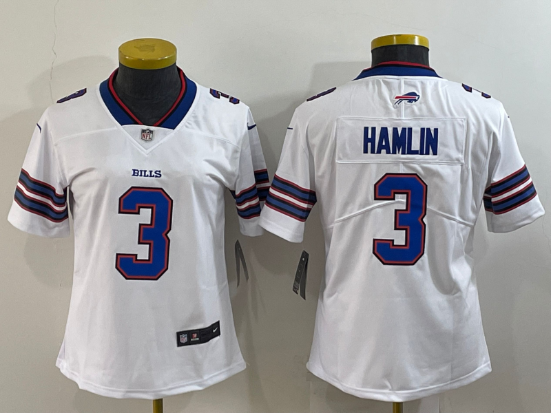 Bills 2022/23 Hamlin #3 White/Blue Women NFL Jersey