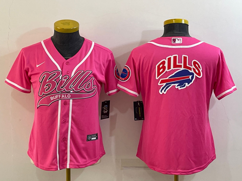 Bills 2023/24 Pink/White Women NFL Baseball Style Jersey