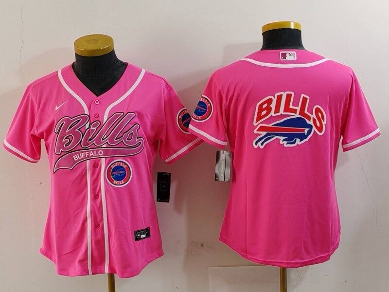 Bills 2023/24 Pink/White Women NFL Baseball Style Jersey