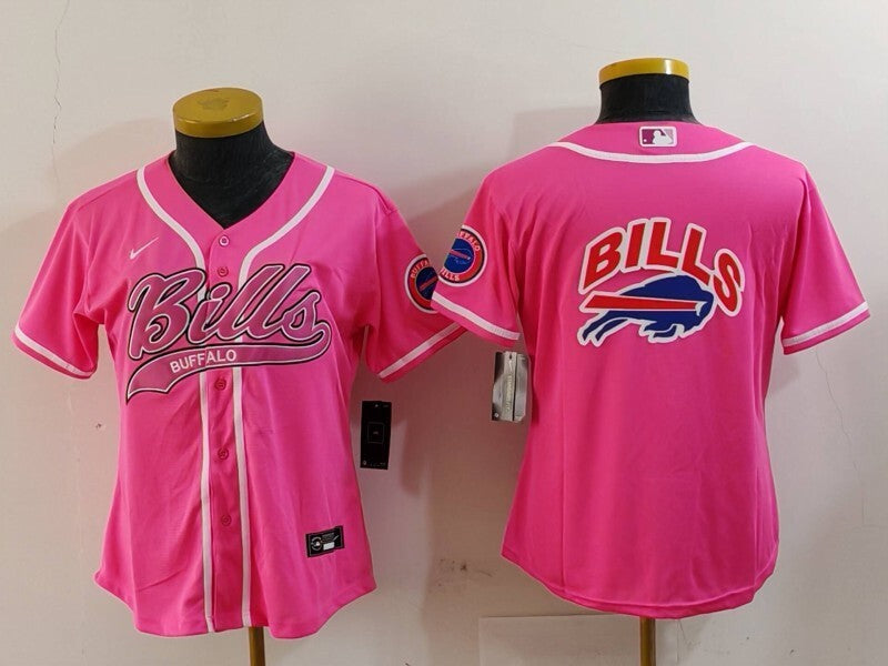 Bills 2023/24 Pink/White Women NFL Baseball Style Jersey