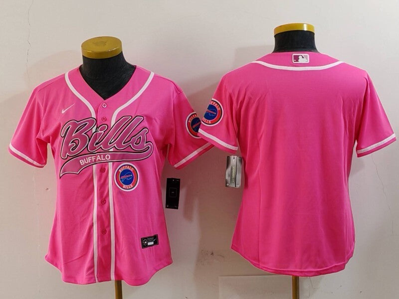 Bills 2023/24 Pink/White Women NFL Baseball Style Jersey