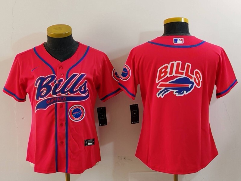 Bills 2023/24 Red/Blue/White Women NFL Baseball Style Jersey