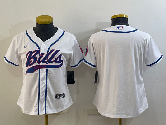 Bills 2023/24 White/Blue Women NFL Baseball Style Jersey