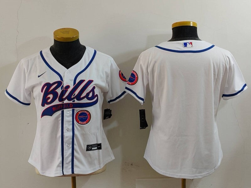 Bills 2023/24 White/Blue Women NFL Baseball Style Jersey