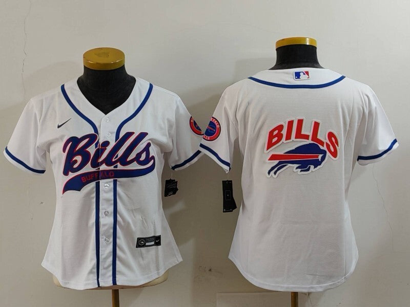 Bills 2023/24 White/Blue Women NFL Baseball Style Jersey