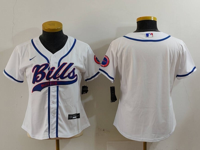 Bills 2023/24 White/Blue Women NFL Baseball Style Jersey