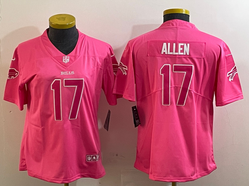 Bills 25/26 Allen #17 Pink/White Women NFL Jersey