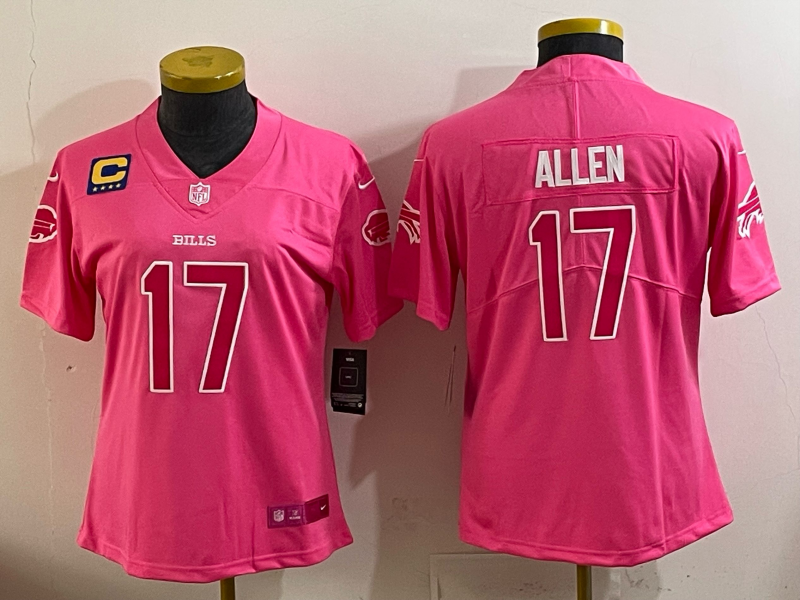 Bills 25/26 Allen #17 Pink/White Women NFL Jersey