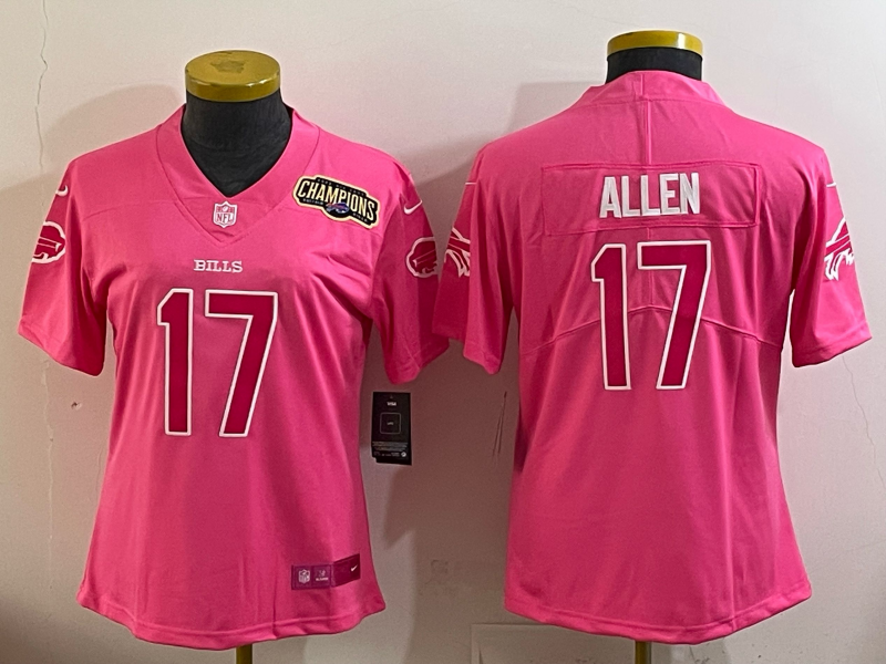 Bills 25/26 Allen #17 Pink/White Women NFL Jersey