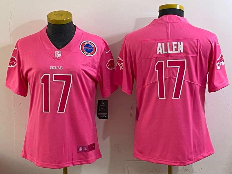 Bills 25/26 Allen #17 Pink/White Women NFL Jersey