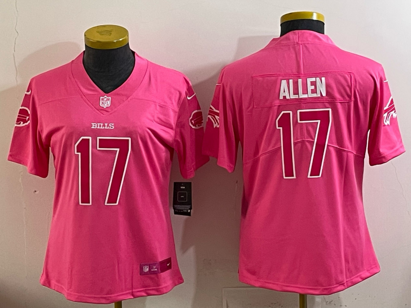 Bills 25/26 Allen #17 Pink/White Women NFL Jersey