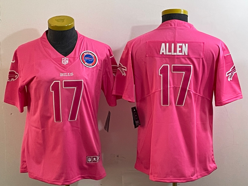 Bills 25/26 Allen #17 Pink/White Women NFL Jersey