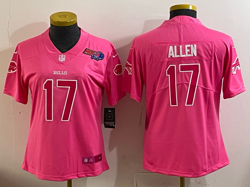 Bills 25/26 Allen #17 Pink/White Women NFL Jersey