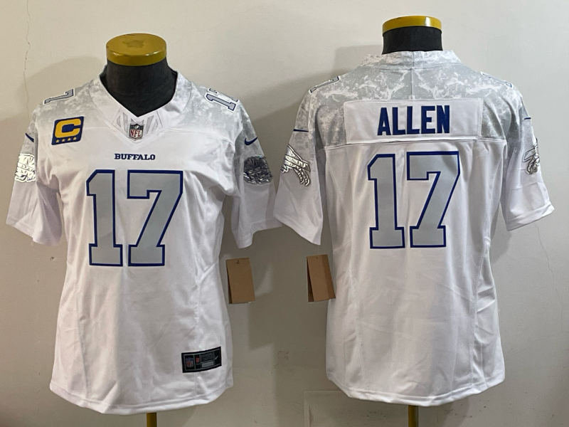 Bills 25/26 Allen #17 White/Gray/Navy Women NFL Jersey