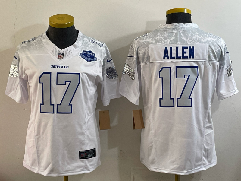 Bills 25/26 Allen #17 White/Gray/Navy Women NFL Jersey