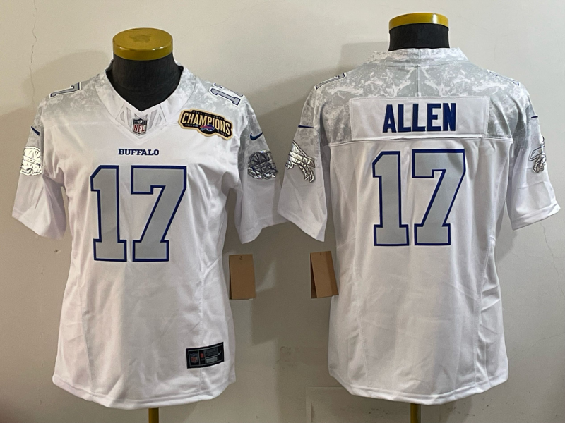Bills 25/26 Allen #17 White/Gray/Navy Women NFL Jersey