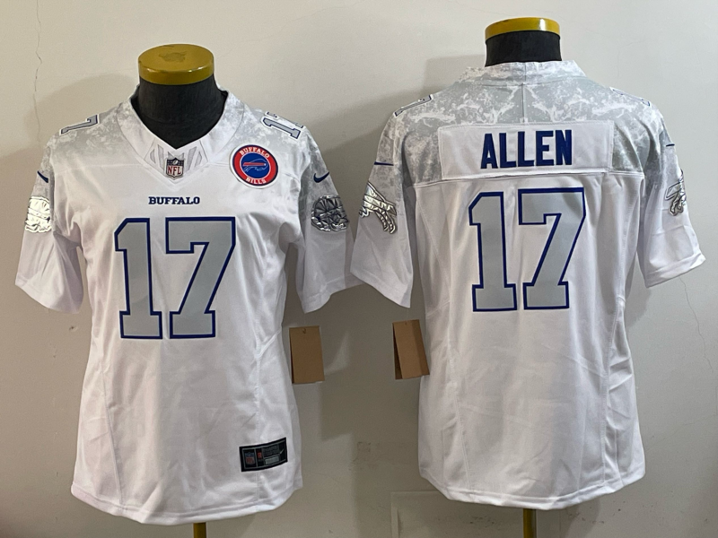 Bills 25/26 Allen #17 White/Gray/Navy Women NFL Jersey