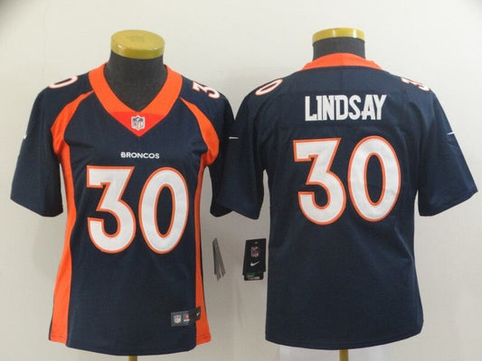 Broncos 2021/22 Lindsay #30 Navy/Orange/White Women NFL Jersey
