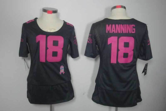 Broncos 2021/22 Manning #18 Black/Pink Women NFL Jersey
