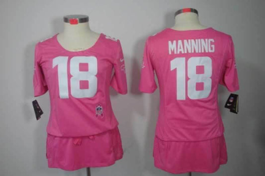 Broncos 2021/22 Manning #18 Pink/White Women NFL Jersey