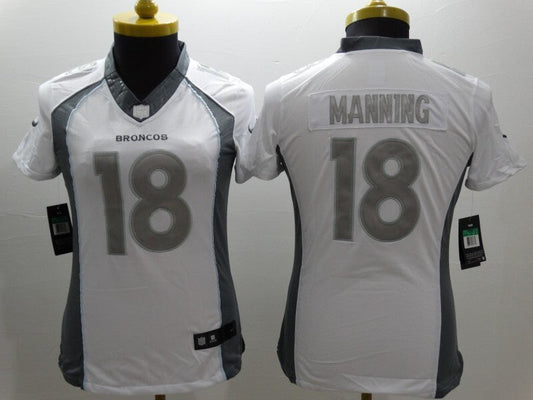 Broncos 2021/22 Manning #18 White/Gray Women NFL Jersey